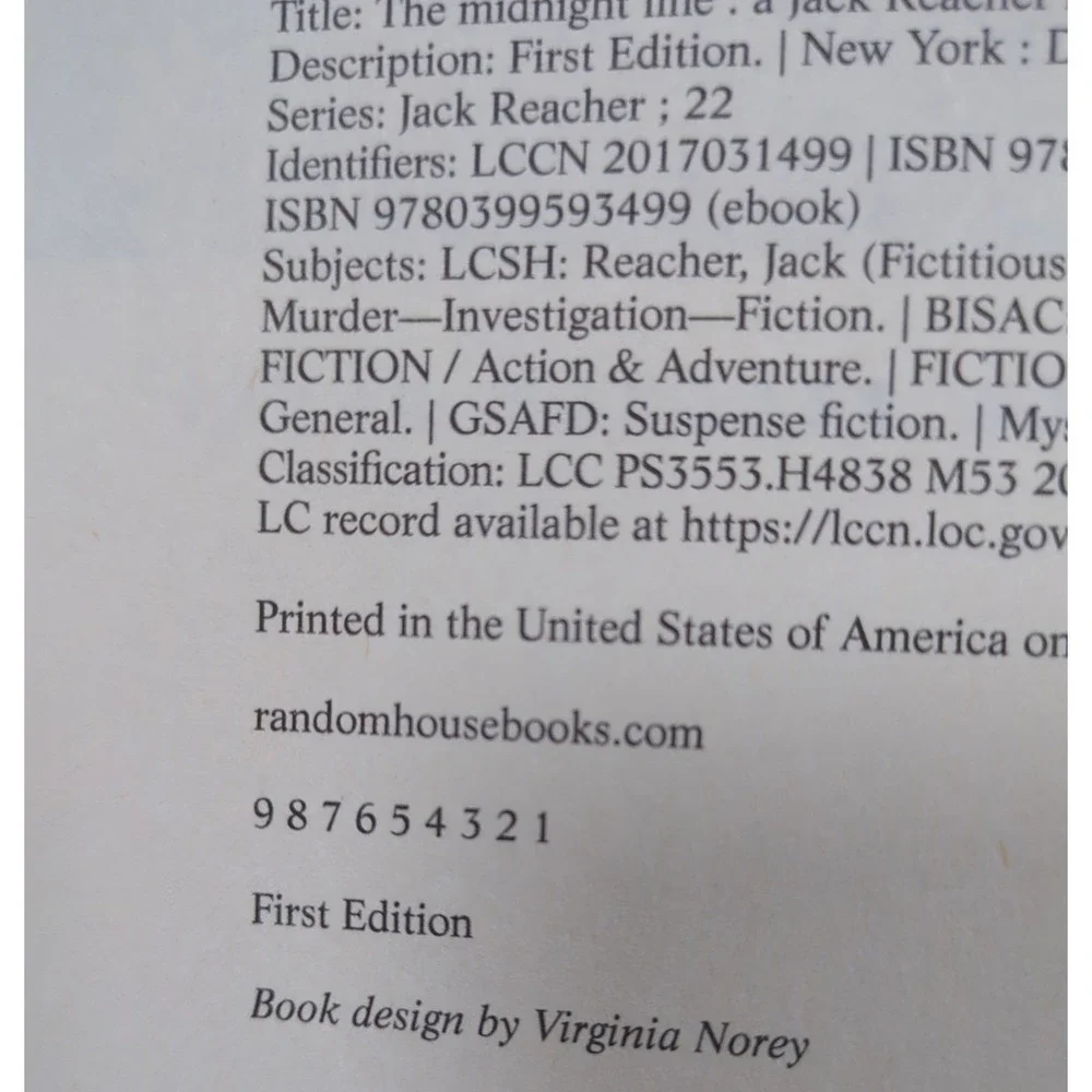 Lee Child The Midnight Line First Edition Jack‎ Reacher Novel 22
